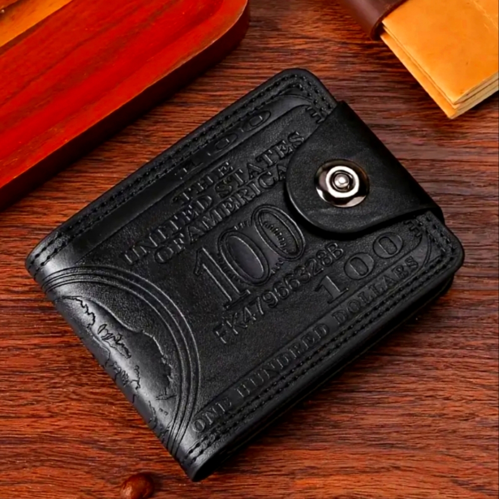 Wallet Vintage Style Mens trifold black wallet. Early Fathers Day gift